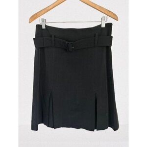 Theory Pleated Skirt with Belt Black A-Line Size 8